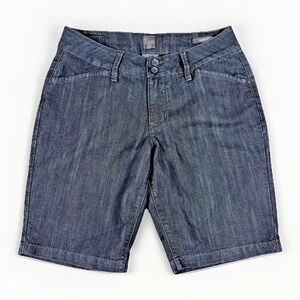 Jag Women Shorts Size 6 Blue Black Denim Knee Length Bermuda